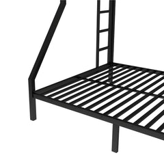 Bellemave Metal Twin XL Over Queen Bunk Bed for Adults/Kids,Heavy Duty Adults Bunk Beds with Guardrail & Ladders,Twin XL Over Queen Size Bunk Beds for Teens,Black - Bellemave
