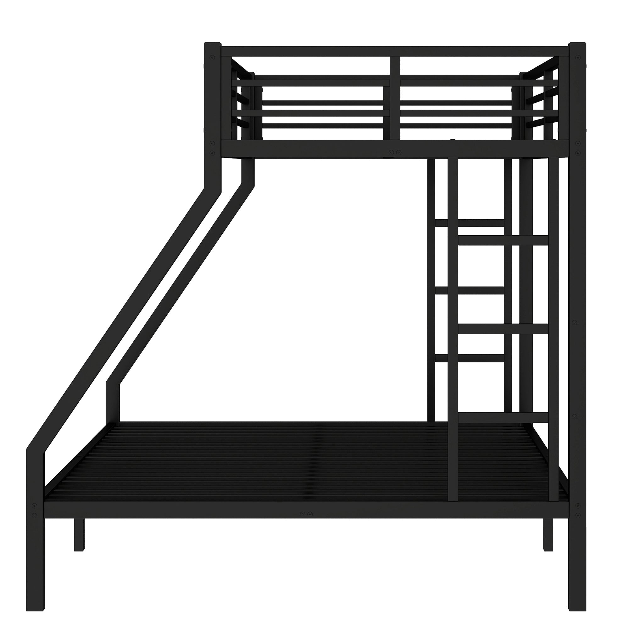 Bellemave Metal Twin XL Over Queen Bunk Bed for Adults/Kids,Heavy Duty Adults Bunk Beds with Guardrail & Ladders,Twin XL Over Queen Size Bunk Beds for Teens,Black - Bellemave