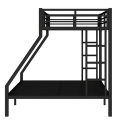 Bellemave Metal Twin XL Over Queen Bunk Bed for Adults/Kids,Heavy Duty Adults Bunk Beds with Guardrail & Ladders,Twin XL Over Queen Size Bunk Beds for Teens,Black - Bellemave