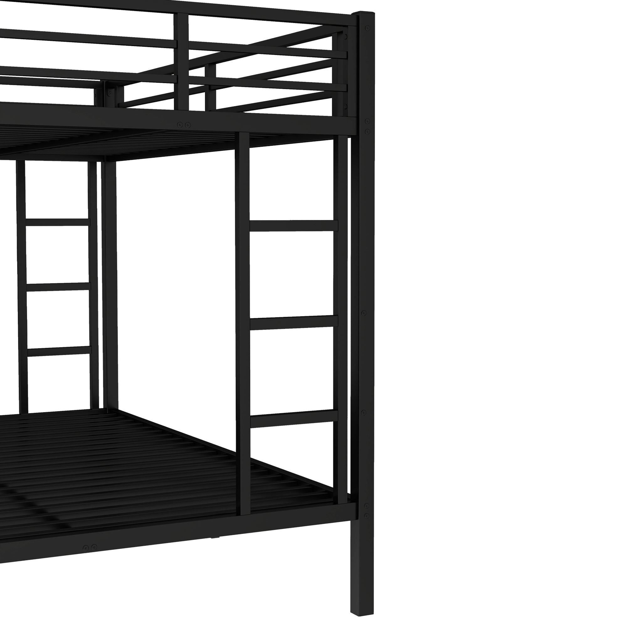 Bellemave Metal Twin XL Over Queen Bunk Bed for Adults/Kids,Heavy Duty Adults Bunk Beds with Guardrail & Ladders,Twin XL Over Queen Size Bunk Beds for Teens,Black - Bellemave