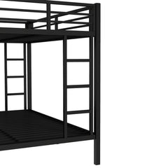 Bellemave Metal Twin XL Over Queen Bunk Bed for Adults/Kids,Heavy Duty Adults Bunk Beds with Guardrail & Ladders,Twin XL Over Queen Size Bunk Beds for Teens,Black - Bellemave