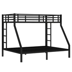 Bellemave Metal Twin XL Over Queen Bunk Bed for Adults/Kids,Heavy Duty Adults Bunk Beds with Guardrail & Ladders,Twin XL Over Queen Size Bunk Beds for Teens,Black - Bellemave