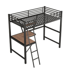 Bellemave® Metal&MDF High Loft Bed with Desk and Shelf - Bellemave