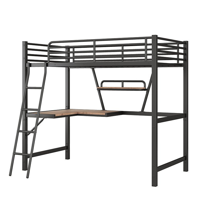 Bellemave® Metal&MDF High Loft Bed with Desk and Shelf - Bellemave