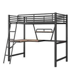 Bellemave® Metal&MDF High Loft Bed with Desk and Shelf - Bellemave