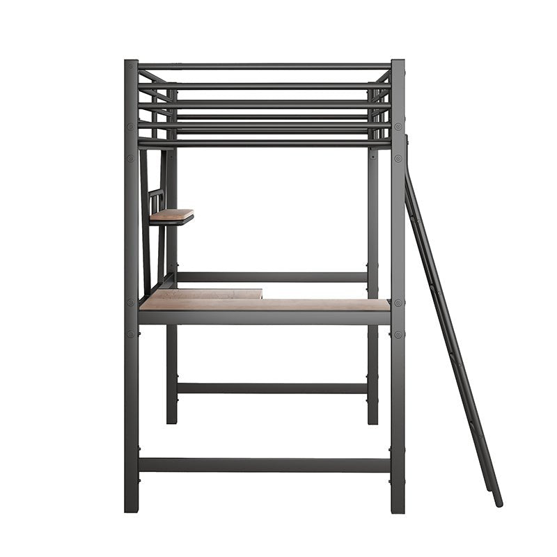 Bellemave® Metal&MDF High Loft Bed with Desk and Shelf - Bellemave
