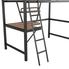 Bellemave® Metal&MDF High Loft Bed with Desk and Shelf - Bellemave