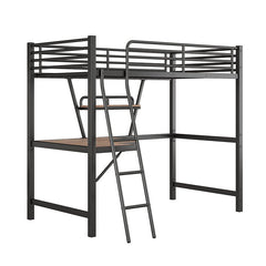 Bellemave® Metal&MDF High Loft Bed with Desk and Shelf - Bellemave