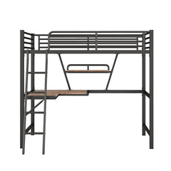 Bellemave® Metal&MDF High Loft Bed with Desk and Shelf - Bellemave