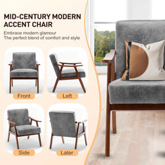 Bellemave® Mid - Century Modern Chair with Solid Wood Frame, Extra - Thick Backrest - Bellemave