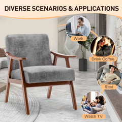Bellemave® Mid - Century Modern Chair with Solid Wood Frame, Extra - Thick Backrest - Bellemave
