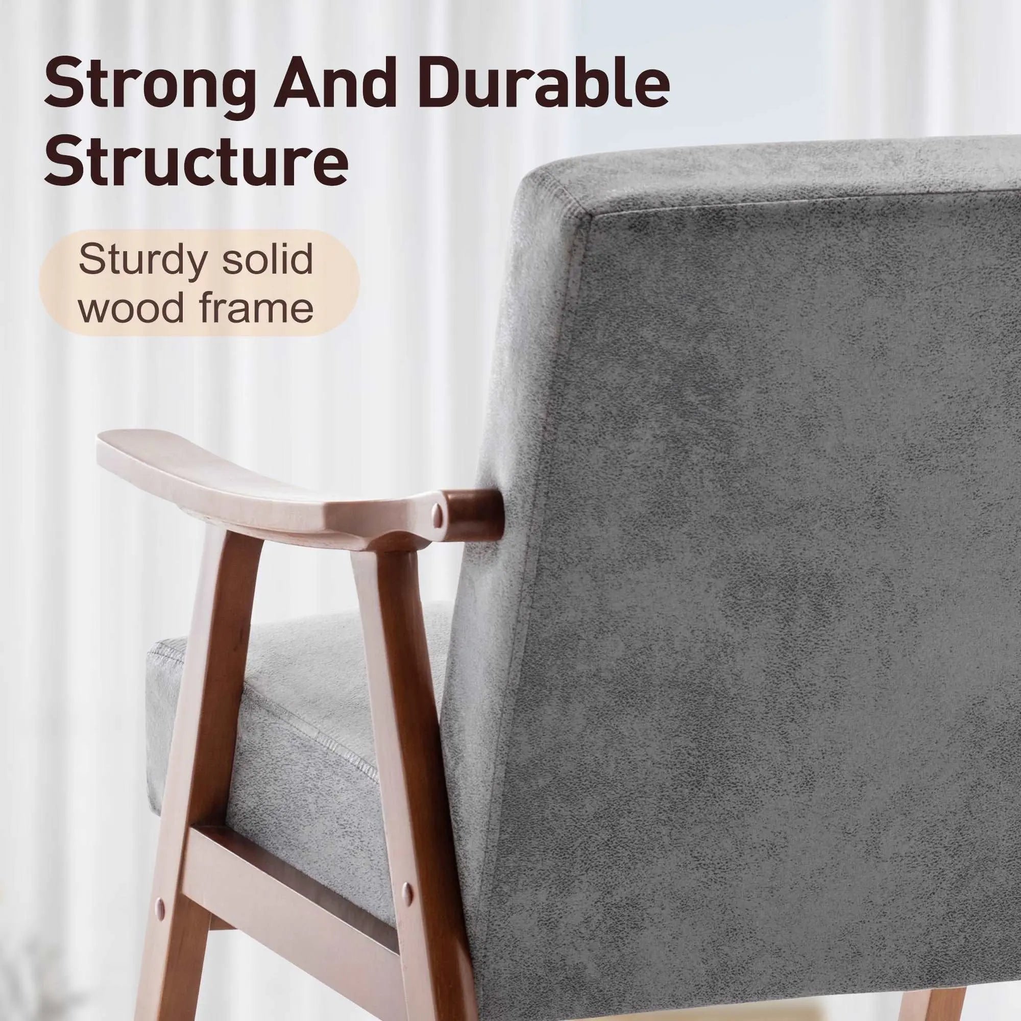 Bellemave® Mid - Century Modern Chair with Solid Wood Frame, Extra - Thick Backrest - Bellemave