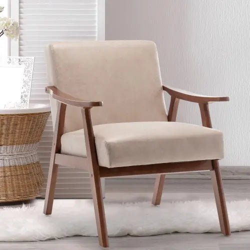 Bellemave® Mid - Century Modern Chair with Solid Wood Frame, Extra - Thick Backrest - Bellemave