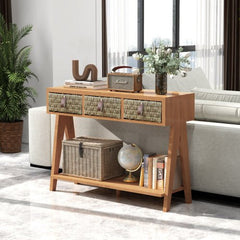 Bellemave® Mid Century Modern Console Table with Storage for Entryway with 3 Drawers - Bellemave
