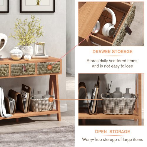 Bellemave® Mid Century Modern Console Table with Storage for Entryway with 3 Drawers - Bellemave