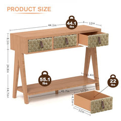 Bellemave® Mid Century Modern Console Table with Storage for Entryway with 3 Drawers - Bellemave