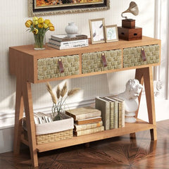 Bellemave® Mid Century Modern Console Table with Storage for Entryway with 3 Drawers - Bellemave