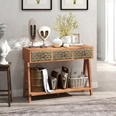 Bellemave® Mid Century Modern Console Table with Storage for Entryway with 3 Drawers - Bellemave