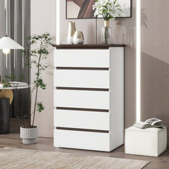 Bellemave® Mid Century Modern Dresser with 5 Drawers and Wood Color Top - Bellemave
