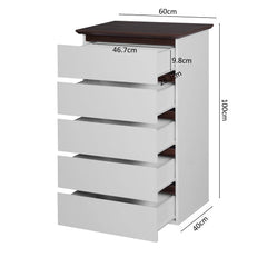 Bellemave® Mid Century Modern Dresser with 5 Drawers and Wood Color Top - Bellemave