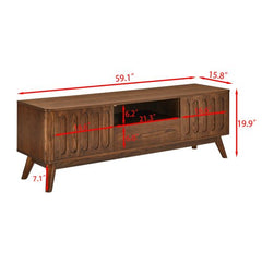 Bellemave® Mid Century Modern Fluted TV Stand with 2 Door & 1 Drawer & Solid Wood Leg - Bellemave