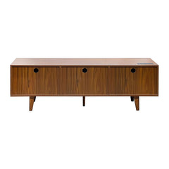 Bellemave® Mid Century Modern Rattan TV Stand with Solid Wood Feet & Rattan Cabinet Doors - Bellemave