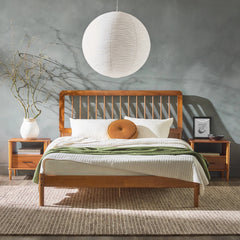Bellemave® Mid - Century Modern Solid Wood Spindle Bed - Bellemave