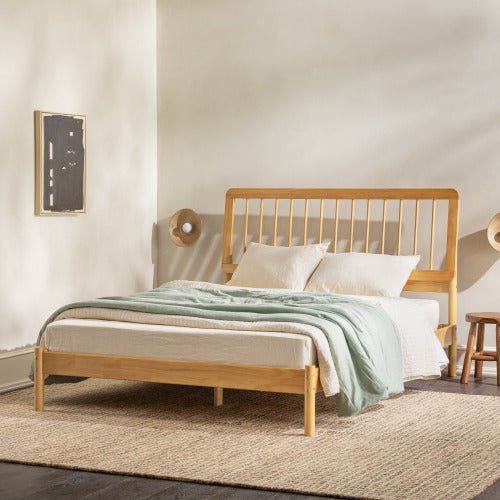 Bellemave® Mid - Century Modern Solid Wood Spindle Bed - Bellemave
