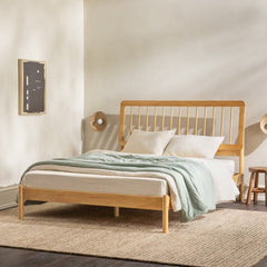 Bellemave® Mid - Century Modern Solid Wood Spindle Bed - Bellemave