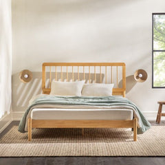Bellemave® Mid - Century Modern Solid Wood Spindle Bed - Bellemave