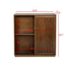 Bellemave® Mid Century Sideboard with 2 Sliding Door & Solid Wood Decorative Strips - Bellemave