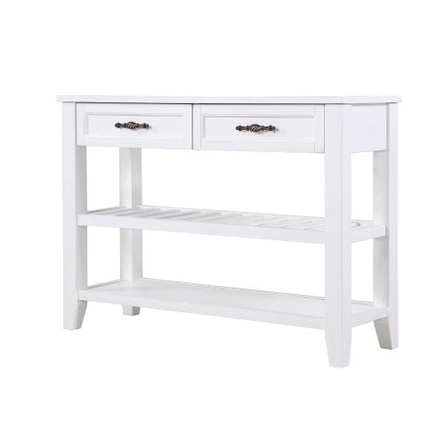 Bellemave® Mid - Century Style Console Sofa Table with 2 Storage Drawers and 2 Tiers Shelves - Bellemave