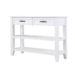 Bellemave® Mid - Century Style Console Sofa Table with 2 Storage Drawers and 2 Tiers Shelves - Bellemave