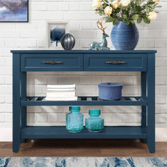 Bellemave® Mid - Century Style Console Sofa Table with 2 Storage Drawers and 2 Tiers Shelves - Bellemave