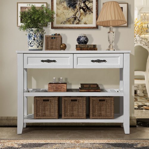 Bellemave® Mid - Century Style Console Sofa Table with 2 Storage Drawers and 2 Tiers Shelves - Bellemave