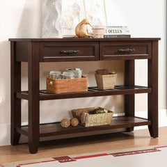 Bellemave® Mid - Century Style Console Sofa Table with 2 Storage Drawers and 2 Tiers Shelves - Bellemave