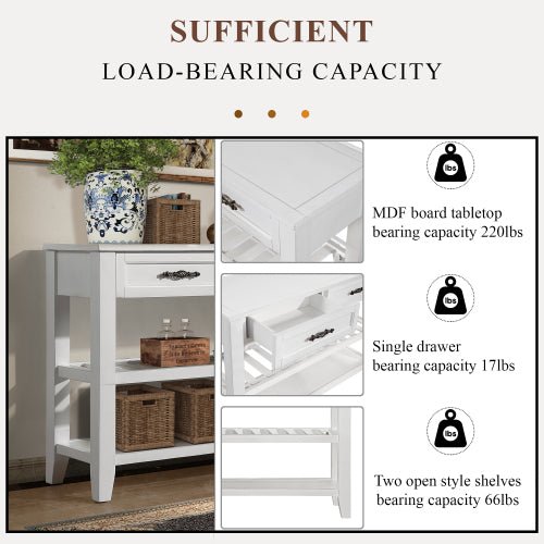 Bellemave® Mid - Century Style Console Sofa Table with 2 Storage Drawers and 2 Tiers Shelves - Bellemave