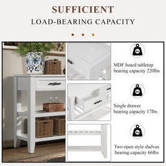 Bellemave® Mid - Century Style Console Sofa Table with 2 Storage Drawers and 2 Tiers Shelves - Bellemave