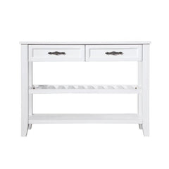 Bellemave® Mid - Century Style Console Sofa Table with 2 Storage Drawers and 2 Tiers Shelves - Bellemave