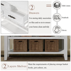 Bellemave® Mid - Century Style Console Sofa Table with 2 Storage Drawers and 2 Tiers Shelves - Bellemave