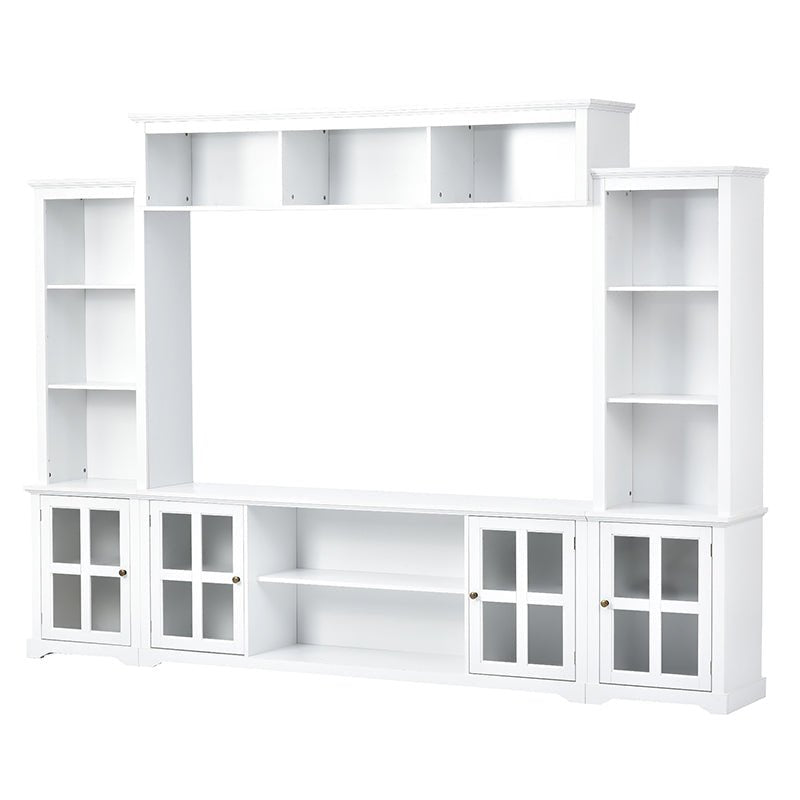 Bellemave® Minimalist Entertainment Wall Unit with Bridge with Tempered Glass Door - Bellemave