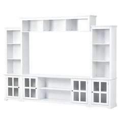 Bellemave® Minimalist Entertainment Wall Unit with Bridge with Tempered Glass Door - Bellemave