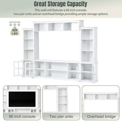 Bellemave® Minimalist Entertainment Wall Unit with Bridge with Tempered Glass Door - Bellemave