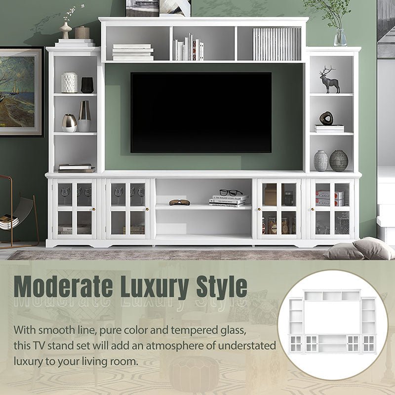 Bellemave® Minimalist Entertainment Wall Unit with Bridge with Tempered Glass Door - Bellemave