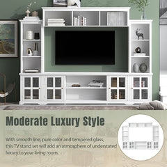 Bellemave® Minimalist Entertainment Wall Unit with Bridge with Tempered Glass Door - Bellemave