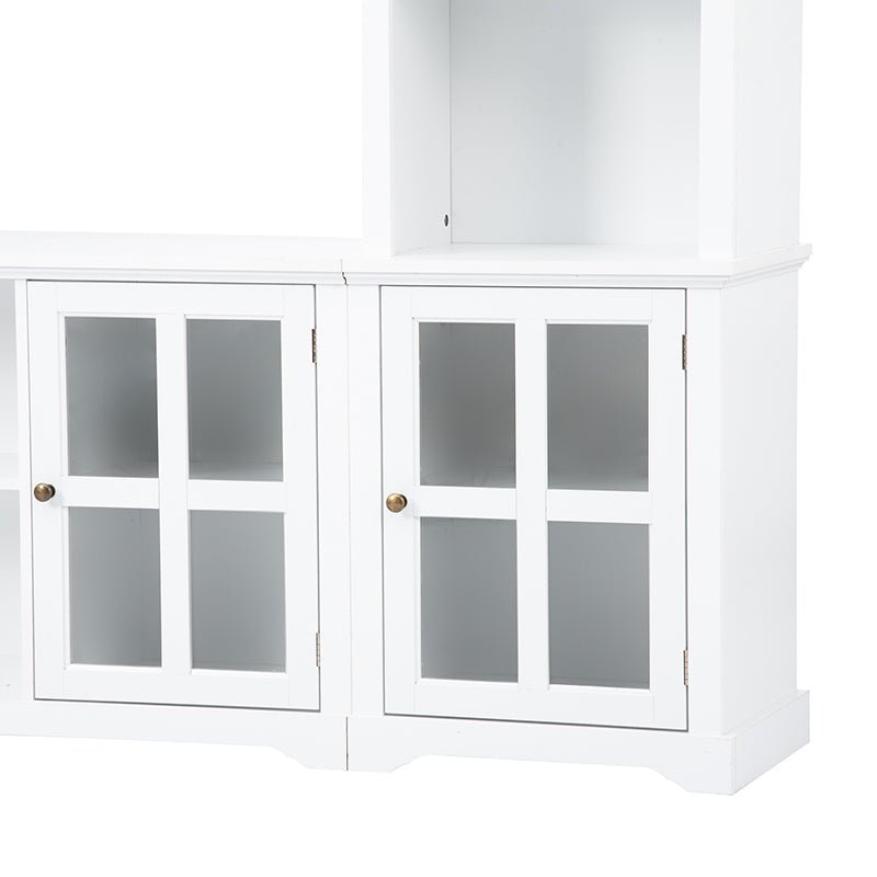Bellemave® Minimalist Entertainment Wall Unit with Bridge with Tempered Glass Door - Bellemave