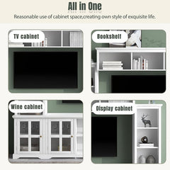 Bellemave® Minimalist Entertainment Wall Unit with Bridge with Tempered Glass Door - Bellemave