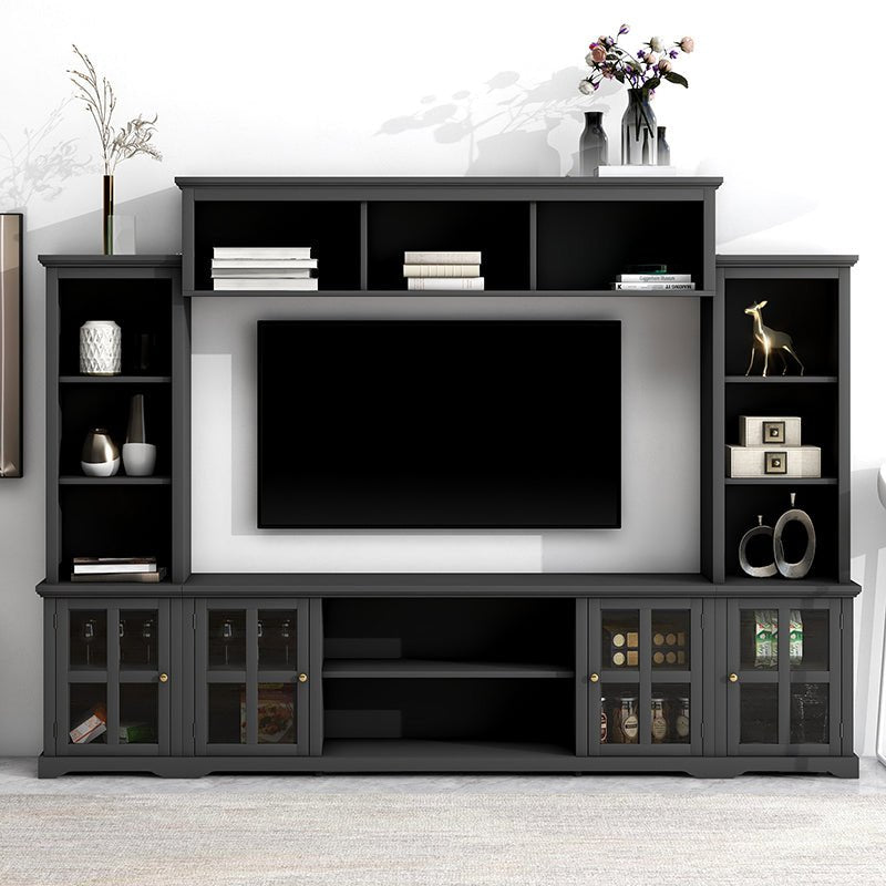 Bellemave® Minimalist Entertainment Wall Unit with Bridge with Tempered Glass Door - Bellemave
