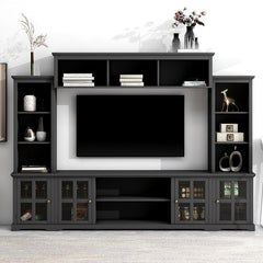 Bellemave® Minimalist Entertainment Wall Unit with Bridge with Tempered Glass Door - Bellemave