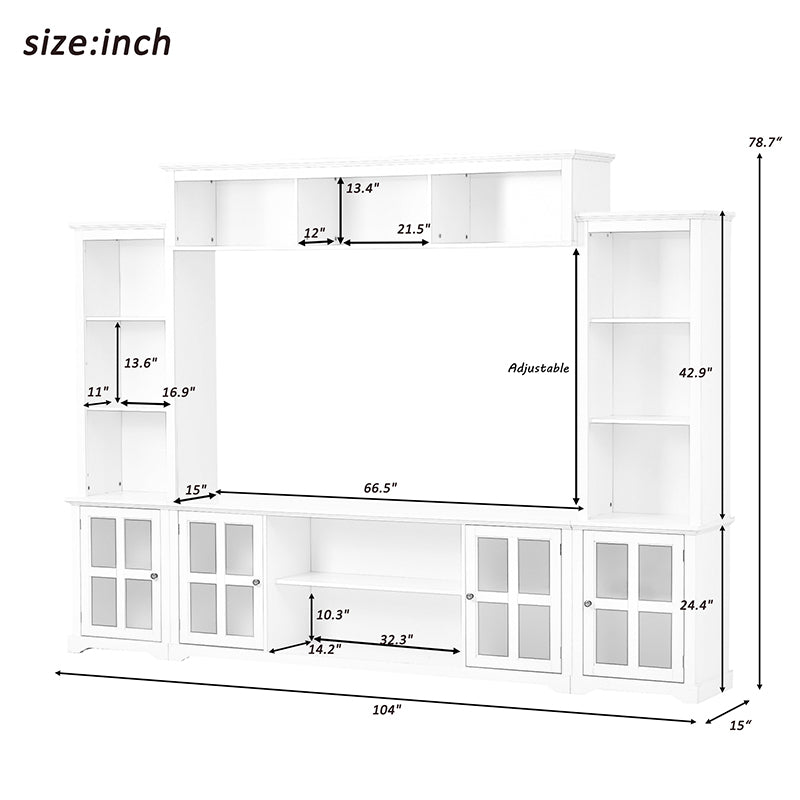 Bellemave® Minimalist Entertainment Wall Unit with Bridge with Tempered Glass Door - Bellemave